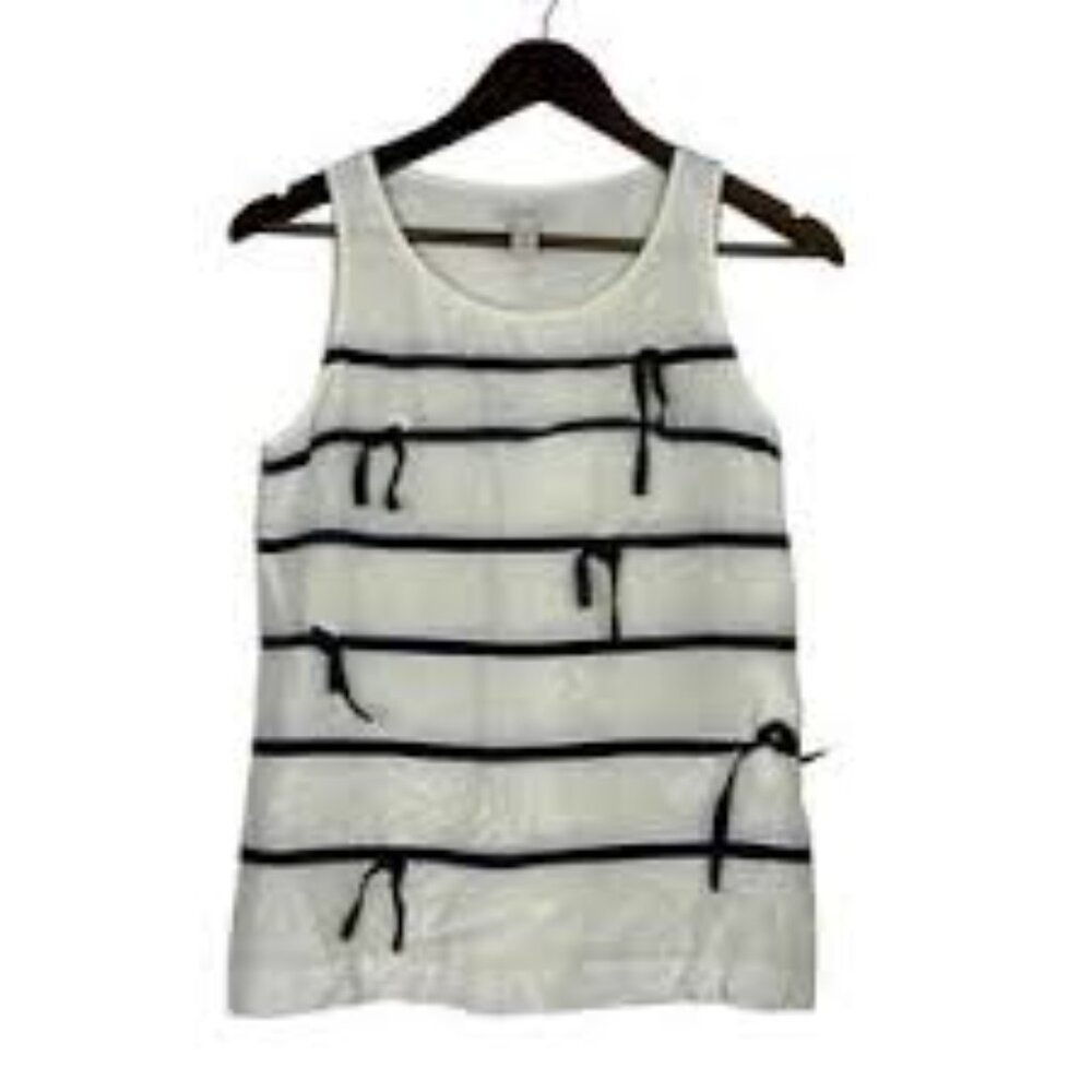 J. Crew silk blend blouse striped velvet bows‎